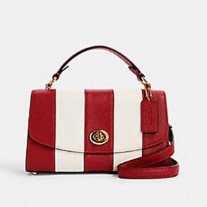 Coach Tilly 23 Leather Satchel Red/Chalk w/Strap